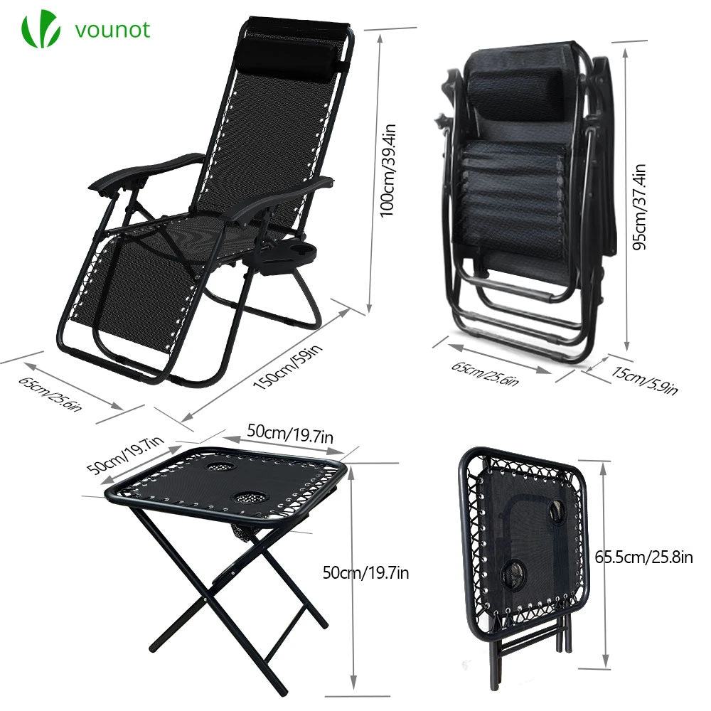 Lot De 2 Chaise Longue Inclinable En Textilene Avec Table D'appoint Porte Gobelet Et Portable Noir(Lot De 2 Chaise Longue Inclinable En Textilene Avec Table D Appoint Porte Gobelet Et Portable Noir) 5 Lot De 2 Chaise Longue Inclinable En Textilene Avec Table D'appoint Porte Gobelet Et Portable Noir(Lot De 2 Chaise Longue Inclinable En Textilene Avec Table D Appoint Porte Gobelet Et Portable Noir) – Image 5