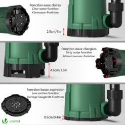 Pompe Evacuation 3 En 1 Pour Eaux Chargees 13500L/H Profondeur 7m Vert(Pompe Evacuation 3 En 1 Pour Eaux Chargees 13500l H Profondeur 7m Vert) -Boutique Vounot 5 2a7bfc99 4487 422a 9db5 5377248193e2