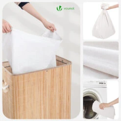 Panier A Linge En Bambou Rectangulaire Double Compartiments Avec Couvercle 100L(Panier A Linge En Bambou Rectangulaire Double Compartiments Avec Couvercle 100l) -Boutique Vounot 5 33a1bc8e 679c 48ca a245 c4354d93efc9