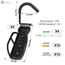 Lot De 4 Supports De Velo Mural Rangement Suspendu Noir(Lot De 4 Supports De Velo Mural Rangement Suspendu Noir 1) -Boutique Vounot 5 34113ca2 ce51 47fd 86cc f036c9c5cd65