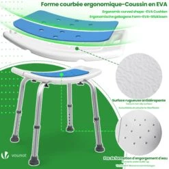 Siege De Douche Ergonomique A Hauteur Reglable En Aluminum HDPE Bleu(Siege De Douche Ergonomique A Hauteur Reglable En Aluminum Hdpe Bleu) -Boutique Vounot 5 37cda8f0 9bd6 44b3 86c4 7568c0afedf0