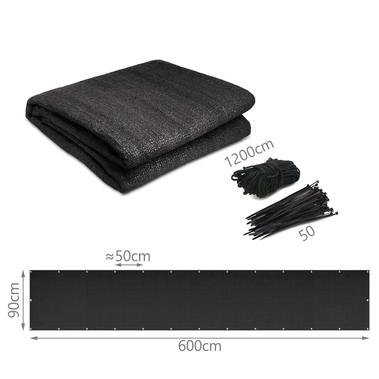 Brise Vue Pour Balcon HDPE Renforcé 230GR/M2 600x90cm Noir(Brise Vue Pour Balcon Hdpe Renforce 230gr M2 600x90cm Noir) 7 Brise Vue Pour Balcon HDPE Renforcé 230GR/M2 600x90cm Noir(Brise Vue Pour Balcon Hdpe Renforce 230gr M2 600x90cm Noir) – Image 7