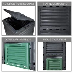 Lot De 2 Composteur De Jardin 300L Qualité Supérieure Pour Jardin Déchets(Lot De 2 Composteur De Jardin 300l Qualite Superieure Pour Jardin Dechets) -Boutique Vounot 5 3da8974b ba98 41f6 9d24 04182cc924ab
