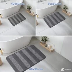Lot De 2 Tapis De Bain Antidérapant Chenille Microfibre 40x60cm Gris(Lot De 2 Tapis De Bain Antiderapant Chenille Microfibre 40x60cm Gris) -Boutique Vounot 5 3f07c1d5 df3b 4d5a b23a 9bc34fc91efa 6