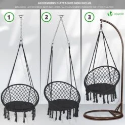 Fauteuil Suspendu Avec Coussin Rond Noir(Fauteuil Suspendu Avec Coussin Rond Noir) -Boutique Vounot 5 4286b0af 4807 452c 9905 7195ed8dd905