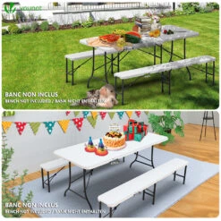 Table De Camping Pique Nique Pliable 180cm HDPE Blanc(Table De Camping Pique Nique Pliable 180cm Hdpe Blanc) -Boutique Vounot 5 483deded 25a9 423b be4b 6859a2858f08