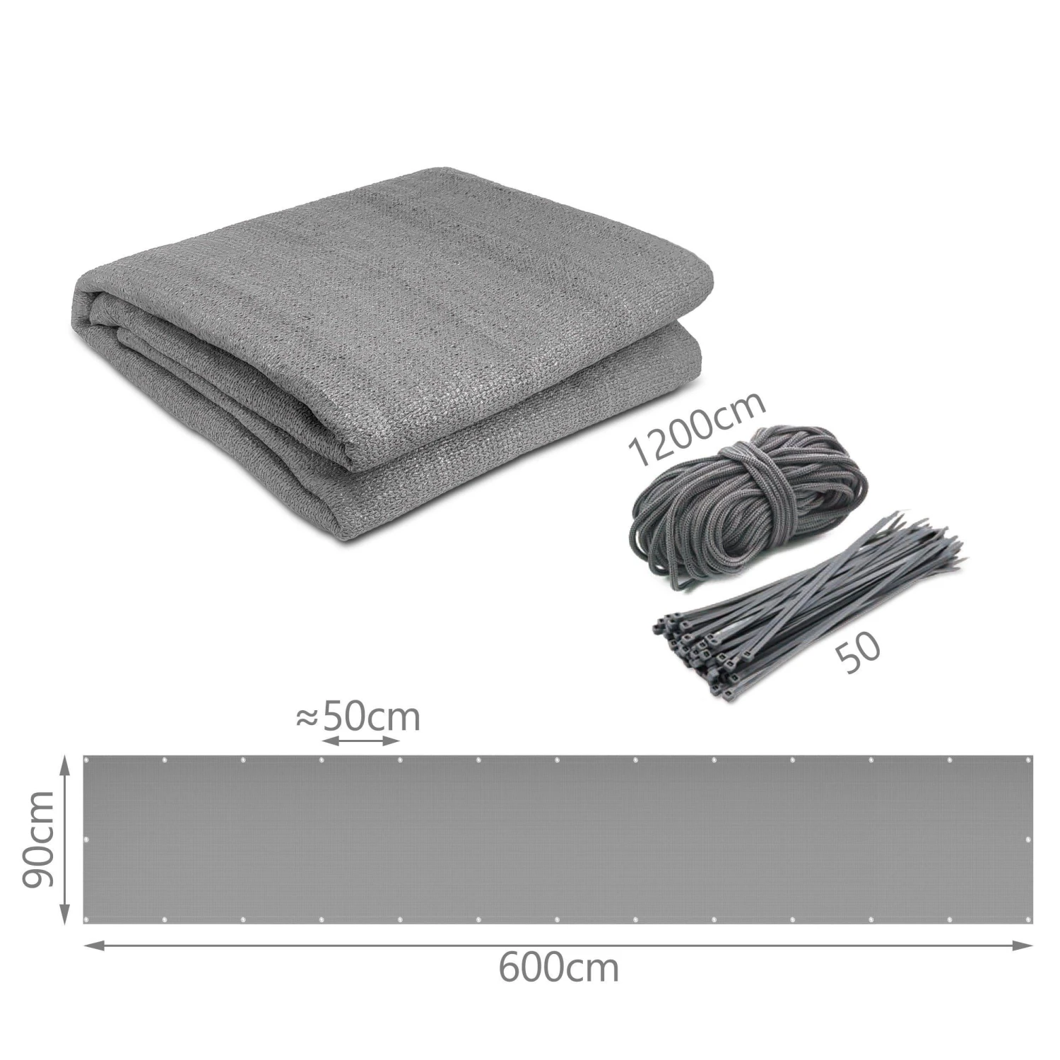 Brise Vue Pour Balcon HDPE Renforcé 230GR/M2 600x90cm Gris(Brise Vue Pour Balcon Hdpe Renforce 230gr M2 600x90cm Gris) 7 Brise Vue Pour Balcon HDPE Renforcé 230GR/M2 600x90cm Gris(Brise Vue Pour Balcon Hdpe Renforce 230gr M2 600x90cm Gris) – Image 7