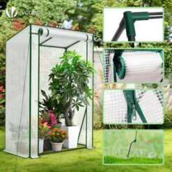 Serre De Jardin Serre Tomates Avec Grande Porte Enroulable Bache PE Renforcee 135g/m2 100x50x150cm Blanc(Serre De Jardin Serre Tomates Avec Grande Porte Enroulable Bache Pe Renforcee 135g M2 100x50x150cm Blanc) -Boutique Vounot 5 527b7b33 d663 4010 a65d 3d7d31a02017