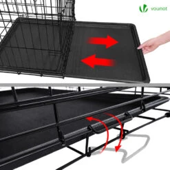 Cage Pour Chien Pliable Avec 2 Portes Verrouillable Plateau Amovible 107x70x78cm(Cage Pour Chien Pliable Avec 2 Portes Verrouillable Plateau Amovible 107x70x78cm) -Boutique Vounot 5 53ca7b09 ca11 4016 9030 b16f6095f87c