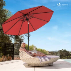 Parasol Inclinable 2.70 X 2.40m Avec Housse De Protection Rouge(Parasol Inclinable 2 70 X 2 40m Avec Housse De Protection Rouge) -Boutique Vounot 5 56a8c44a 1fe8 4fa5 9c7e e092abd1765b