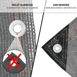 Brise Vue Occultant En HDPE 230g/m² 1.5x20m Avec Attaches De Fixation Gris(Brise Vue Occultant En Hdpe 230g M 1 5x20m Avec Attaches De Fixation Gris) -Boutique Vounot 5 576edc6d 978f 4837 9267 202e9d93f26b