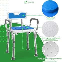 Chaise De Douche Avec Accoudoir Et Dossier Ergonomique A Hauteur Reglable En Aluminum HDPE Bleu(Chaise De Douche Avec Accoudoir Et Dossier Ergonomique A Hauteur Reglable En Aluminum Hdpe Bleu) -Boutique Vounot 5 5f472e1c 7ed5 49b2 85b1 9b60e2cfe220