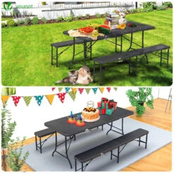 Ensemble De Table Et Bancs Camping Pliables 180cm HDPE Style Polyrotin Noir(Ensemble De Table Et Bancs Camping Pliables 180cm Hdpe Style Polyrotin Noir) -Boutique Vounot 5 725d7664 4e55 4057 959f 8cf87f0114e0
