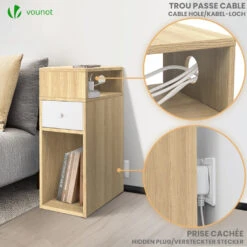 Table De Chevet D’appoint Avec Tiroir Et Compartiment 25x30x66cm Naturel(Table De Chevet D Appoint Avec Tiroir Et Compartiment 25x30x66cm Naturel) -Boutique Vounot 5 7a96485d 55b7 48f0 818f dda554501969 1