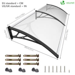 Auvent De Porte Marquise 200x80 Cm Transparent En Polycarbonate Anti UV Noir(Auvent De Porte Marquise 200x80 Cm Transparent En Polycarbonate Anti Uv Noir 1) -Boutique Vounot 5 88394ff0 ac81 4bf1 9df3 eeb85f7091b2