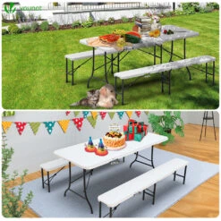 Ensemble De Table Et Bancs Camping Pliables 180cm HDPE Blanc(Ensemble De Table Et Bancs Camping Pliables 180cm Hdpe Blanc) 11 Ensemble De Table Et Bancs Camping Pliables 180cm HDPE Blanc(Ensemble De Table Et Bancs Camping Pliables 180cm Hdpe Blanc) -Boutique Vounot 5 90a6d611 dfcb 41cd 9ec5 a99d512a891d