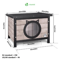 Maison Pour Chat En Bois Avec Toit Bitumé Et Entrée En Forme D'oreilles De Chat Gris(Maison Pour Chat En Bois Avec Toit Bitume Et Entree En Forme Doreilles De Chat Gris) -Boutique Vounot 5 913759d4 ca9b 4ae7 8ab0 756fbc06ec97