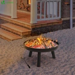 Brasero Exterieur En Metal Avec Grille Tisonnier Diametre 60cm Noir(Brasero Exterieur En Metal Avec Grille Tisonnier Diametre 60cm Noir) -Boutique Vounot 5 9173d5c4 d04a 41c2 8b8f bc2c62427ed0