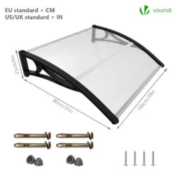 Auvent De Porte Marquise 100x80 Cm Transparent En Polycarbonate Anti UV Noir(Auvent De Porte Marquise 100x80 Cm Transparent En Polycarbonate Anti Uv Noir 2) -Boutique Vounot 5 923da8c0 677c 4fb6 982a 57c6e52300c2