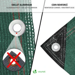 Brise Vue Occultant En HDPE 230g/m² 1.8x20m Avec Attaches De Fixation Vert(Brise Vue Occultant En Hdpe 230g M 1 8x20m Avec Attaches De Fixation Vert) -Boutique Vounot 5 9ba9db2d 64a0 4c78 97c5 cc1ae21db24a