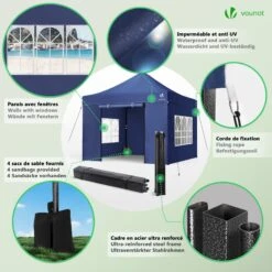 Tonnelle De Jardin Renforcée 3x3m Pliable Avec 4 Parois Et Sac De Transport A Roulette Bleue(Tonnelle De Jardin Renforcee 3x3m Pliable Avec 4 Parois Et Sac De Transport A Roulette Bleue) -Boutique Vounot 5 acf77cea d8d5 4602 afa7 f0ac52c41656