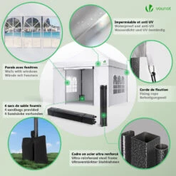 Tonnelle De Jardin Renforcée 3x3m Pliable Avec 4 Parois Et Sac De Transport A Roulette Blanche(Tonnelle De Jardin Renforcee 3x3m Pliable Avec 4 Parois Et Sac De Transport A Roulette Blanche) -Boutique Vounot 5 b83f9550 4c94 4b62 8364 dd338f0e1fbf