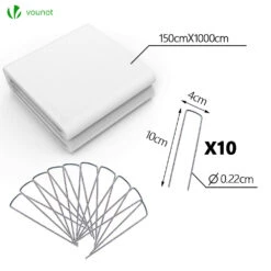 Voile D’hivernage En Polypropylème 50g/m² 1.5x10m Avec Piquets Blanc(Voile D Hivernage En Polypropyleme 50g M 1 5x10m Avec Piquets Blanc) -Boutique Vounot 5 e42b40a9 51b4 4b58 a8b0 92f83e68186b