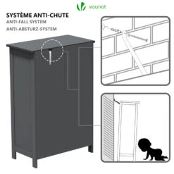 Meuble De Salle De Bain Rangement 4 Tiroirs 1 Porte 82x55x30cm Gris(Meuble De Salle De Bain Rangement 4 Tiroirs 1 Porte 82x55x30cm Gris) -Boutique Vounot 5 fd28bbeb 0b33 4008 b786 396c515fcbd4