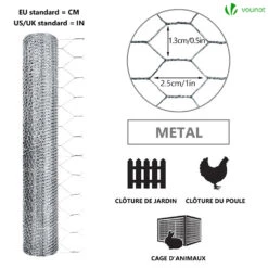 Grillage A Poule Avec Fils 13mm En Acier Galvanise 1x50M(Grillage A Poule Avec Fils 13mm En Acier Galvanise 1x50m) -Boutique Vounot 6 1.3