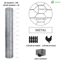Grillage A Poule Avec Fils 25mm En Acier Galvanise 1x50M(Grillage A Poule Avec Fils 25mm En Acier Galvanise 1x50m) -Boutique Vounot 6 2.5