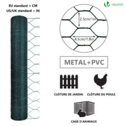 Grillage A Poule Avec Fils 25mm En PVC Gaine Vert 1x50M(Grillage A Poule Avec Fils 25mm En Pvc Gaine Vert 1x50m) -Boutique Vounot 6 2.5 f8eaa266 1795 4044 a389 922c1047a91f