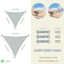 Voile D'ombrage Triangle En Polyester Imperméable Avec Kit De Montage 3x3x3m Gris(Voile Dombrage Triangle En Polyester Impermeable Avec Kit De Montage 3x3x3m Gris 1) -Boutique Vounot 6 08e1319e 8af9 4943 96f5 37c5fd697860