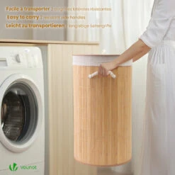 Panier A Linge En Bambou Rond Avec Couvercle 58L(Panier A Linge En Bambou Rond Avec Couvercle 58l) -Boutique Vounot 6 112bba0d c282 4a24 8397 969be5e82600