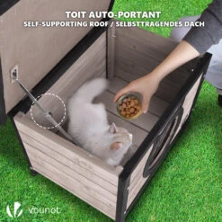 Maison Pour Chat En Bois Avec Toit Bitumé Et Entrée En Forme D'oreilles De Chat Gris(Maison Pour Chat En Bois Avec Toit Bitume Et Entree En Forme Doreilles De Chat Gris) -Boutique Vounot 6 1a66f879 f51e 4ffe 9b7c b6d945c0f94a