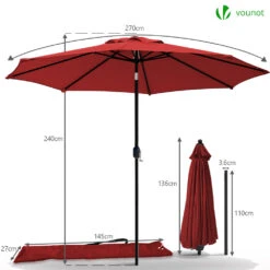 Parasol Inclinable 2.70 X 2.40m Avec Housse De Protection Rouge(Parasol Inclinable 2 70 X 2 40m Avec Housse De Protection Rouge) -Boutique Vounot 6 2096a161 677b 46e0 9fa6 33670e3b3cdf