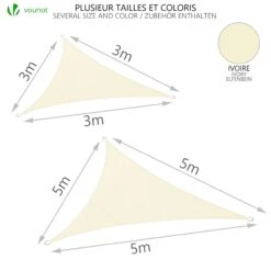 Voile D’ombrage Triangle Imperméable Polyester Avec Corde 3x3x3m Beige(Voile D Ombrage Triangle Impermeable Polyester Avec Corde 3x3x3m Beige) -Boutique Vounot 6 295a6b8a cdd2 4e80 b2cb 02ee11376930