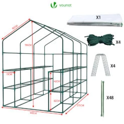 Serre De Jardin Avec Etageres Et Bache PE Renforcee 135g/m2 143x215x195cm(Serre De Jardin Avec Etageres Et Bache Pe Renforcee 135g M2 143x215x195cm) -Boutique Vounot 6 30dd514b 3967 4a23 b9f9 b8225ae12f3b