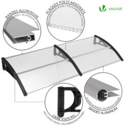 Auvent De Porte Marquise 200x80 Cm Transparent En Polycarbonate Anti UV Noir(Auvent De Porte Marquise 200x80 Cm Transparent En Polycarbonate Anti Uv Noir 2) -Boutique Vounot 6 333086dc 79b3 4591 9ef9 4db2c4e243a4