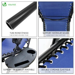 Lot De 2 Chaise Longue Inclinable En Textilene Avec Table D'appoint Porte Gobelet Et Portable Bleu(Lot De 2 Chaise Longue Inclinable En Textilene Avec Table Dappoint Porte Gobelet Et Portable Bleu) -Boutique Vounot 6 367ea765 6dbd 4b3d be21 9366b88264cf