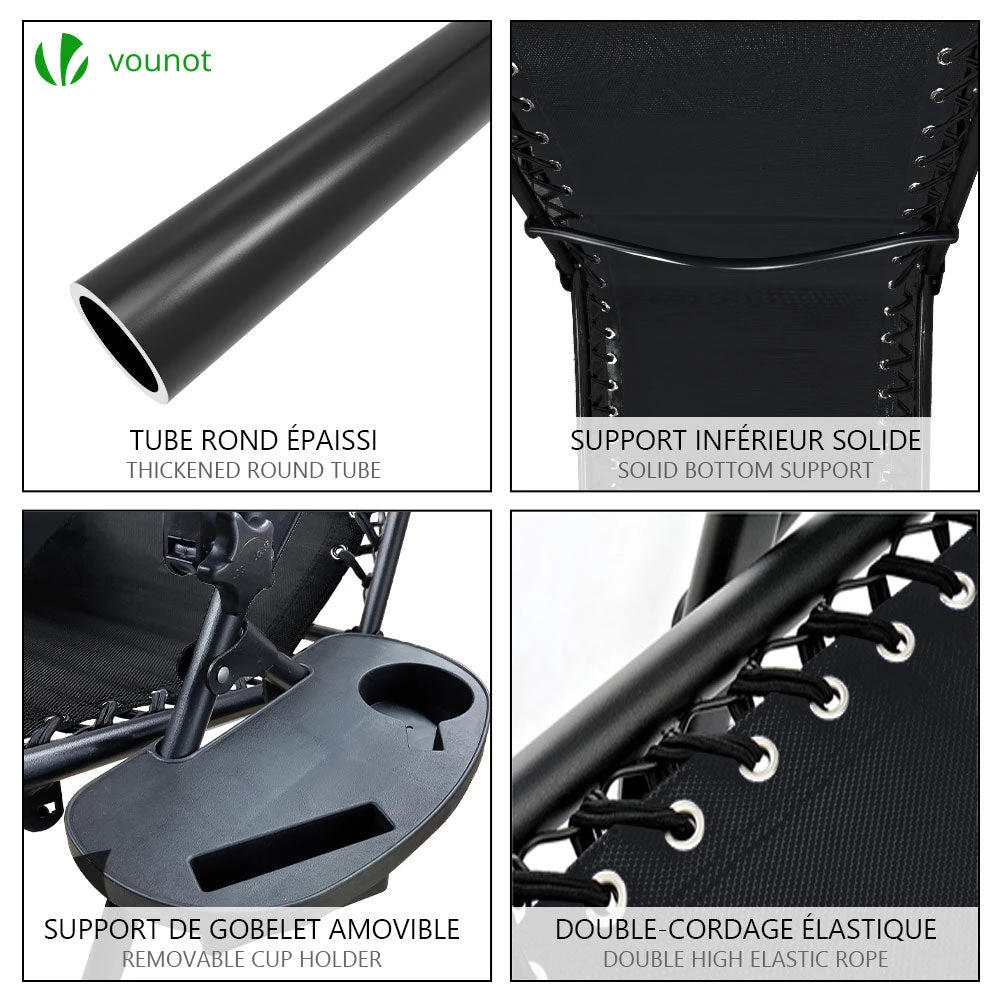 Lot De 2 Chaise Longue Inclinable En Textilene Avec Table D'appoint Porte Gobelet Et Portable Noir(Lot De 2 Chaise Longue Inclinable En Textilene Avec Table D Appoint Porte Gobelet Et Portable Noir) 6 Lot De 2 Chaise Longue Inclinable En Textilene Avec Table D'appoint Porte Gobelet Et Portable Noir(Lot De 2 Chaise Longue Inclinable En Textilene Avec Table D Appoint Porte Gobelet Et Portable Noir) – Image 6