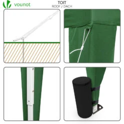 Tonnelle De Jardin 3x3m Pliable Verte Avec Sac De Transport(Tonnelle De Jardin 3x3m Pliable Verte Avec Sac De Transport) -Boutique Vounot 6 3af30398 a132 4de6 b0fa 1969c279ec38