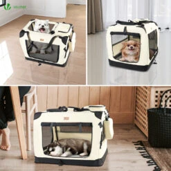 Sac Transport Pliable Chien Chat Caisse Cage Portable 60x44x44cm Beige(Sac Transport Pliable Chien Chat Caisse Cage Portable 60x44x44cm Beige) -Boutique Vounot 6 46a2f940 45ed 495f 9842 5f8dd0f9bdec