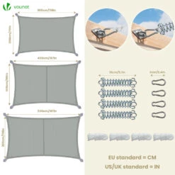 Voile D'ombrage Rectangulaire En Polyester Imperméable Avec Kit De Montage 3x4m Gris(Voile Dombrage Rectangulaire En Polyester Impermeable Avec Kit De Montage 3x4m Gris 1) -Boutique Vounot 6 4e3900b0 4467 441e a41c 3aa42557f59d