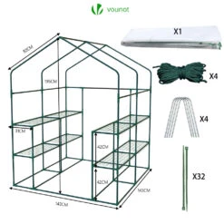 Serre De Jardin Avec Etageres Et Bache PE Renforcee 135g/m2 143x143x195cm(Serre De Jardin Avec Etageres Et Bache Pe Renforcee 135g M2 143x143x195cm) -Boutique Vounot 6 534d55ed 35a8 43d9 adf1 72316c88d8da
