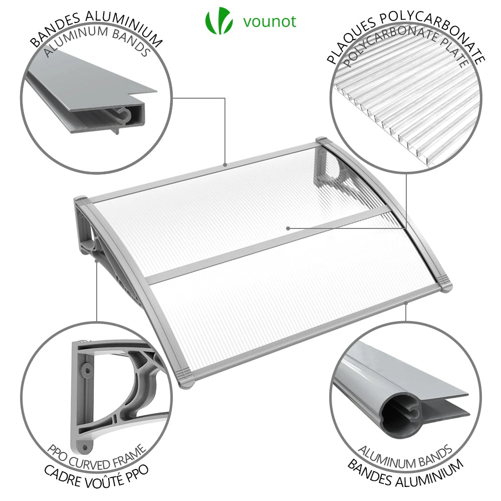 Auvent De Porte Marquise 120x80 Cm Transparent En Polycarbonate Anti UV(Auvent De Porte Marquise 120x80 Cm Transparent En Polycarbonate Anti Uv 1) 6 Auvent De Porte Marquise 120x80 Cm Transparent En Polycarbonate Anti UV(Auvent De Porte Marquise 120x80 Cm Transparent En Polycarbonate Anti Uv 1) – Image 6