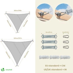 Voile D'ombrage Triangle En Polyester Imperméable Avec Kit De Montage 3x3x3m Gris Clair(Voile Dombrage Triangle En Polyester Impermeable Avec Kit De Montage 3x3x3m Gris Clair) -Boutique Vounot 6 5576b8a9 ffbb 4cb2 ba63 3246c95110ac