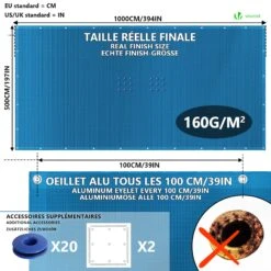 Bache Piscine Rectangulaire En Polyethylene 160 Gr/m2 5x10m Bleue Foncé(Bache Piscine Rectangulaire En Polyethylene 160 Gr M2 5x10m Bleue Fonce) -Boutique Vounot 6 5ffca548 e7f7 417f 8597 d6c4516fbb58