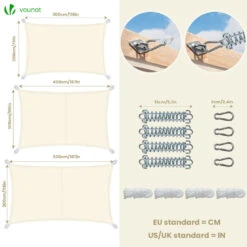 Voile D'ombrage Rectangulaire En Polyester Imperméable Avec Kit De Montage 3x2m Beige(Voile Dombrage Rectangulaire En Polyester Impermeable Avec Kit De Montage 3x2m Beige) -Boutique Vounot 6 677e5f7d 66cf 4641 926b 5e512f0b02ff