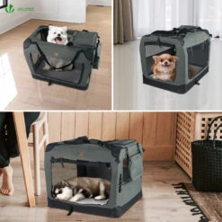 Sac Transport Pliable Chien Chat Caisse Cage Portable 60x44x44cm Gris(Sac Transport Pliable Chien Chat Caisse Cage Portable 60x44x44cm Gris) -Boutique Vounot 6 6898ed66 bacf 4790 9c5a 7849ebe43e20