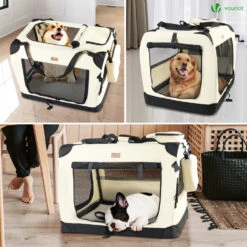 Sac Transport Pliable Chien Chat Caisse Cage Portable 82x60x60cm Beige(Sac Transport Pliable Chien Chat Caisse Cage Portable 82x60x60cm Beige) -Boutique Vounot 6 6ca6df0b 84e7 449b b61e 3fdfb789079d